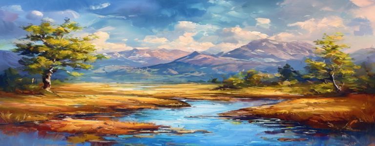 山水风景油画我们